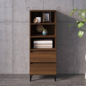 Chic Brown Oak Highboard Elegant Engineered Wood Storage Cabinet with Metal Feet