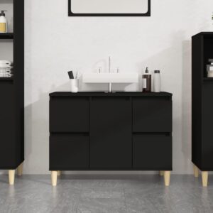 Chic Black Bathroom Vanity Cabinet Storage Unit with Drawers and Door