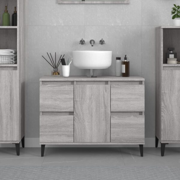 Chic Grey Sonoma Bathroom Vanity Cabinet with Storage Drawers and Metal Feet