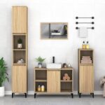 Chic Sonoma Oak Bathroom Vanity Cabinet Modern Engineered Wood Storage Unit