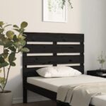 Headboard Black 75x3x80 cm Solid Wood Pine