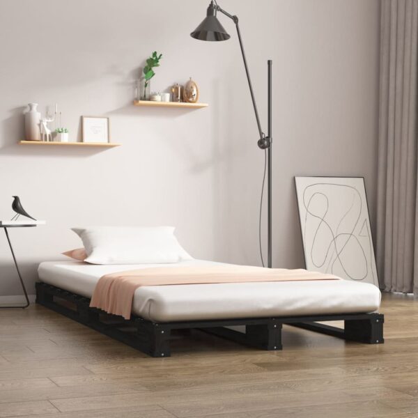 Pallet Bed Black 100x200 cm Solid Wood Pine