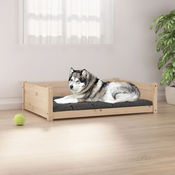 Luxury Solid Pine Wood Pet Bed Durable Rectangular Dog Sofa Cozy Rustic Finish