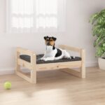 Luxury Solid Pine Wood Pet Bed Durable Rectangular Dog Lounger Untreated Finish