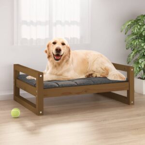 Dog Bed Honey Brown 75.5x55.5x28 cm Solid Pine Wood