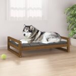 Dog Bed Honey Brown 105.5x75.5x28 cm Solid Pine Wood