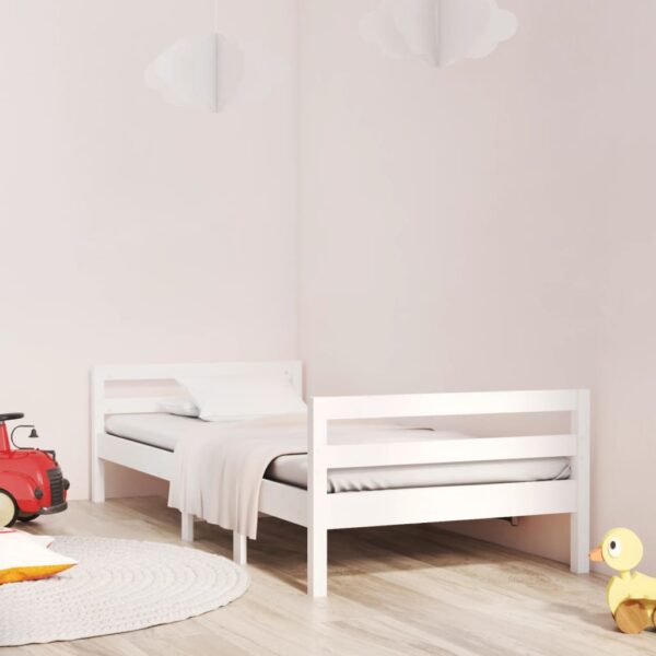 Bed Frame White 92x187 cm Single Size Solid Wood Pine