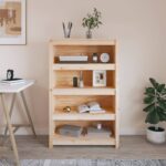 Solid Pine Wood Book Cabinet Modern Sleek Design Spacious Storage Shelves