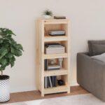 Solid Pine Wood Book Cabinet Sleek Modern Design Spacious Storage Organizer