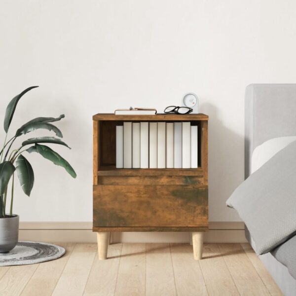 Elegant Smoked Oak Bedside Cabinet with Drawer and Shelf Storage Space