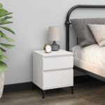 Elegant White Bedside Cabinet Chic Nightstand with Storage Modern Bedroom Table