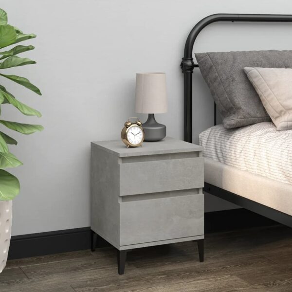 Elegant Grey Bedside Cabinet Chic Nightstand with Storage Modern Bedroom Furniture