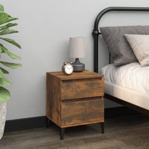 Elegant Smoked Oak Bedside Cabinet Chic Nightstand with Storage Space