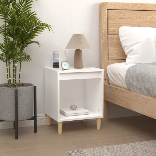 Elegant White Bedside Cabinet Chic Engineered Wood Nightstand with Storage