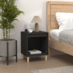 Elegant Black Bedside Cabinet Chic Engineered Wood Nightstand Ample Storage