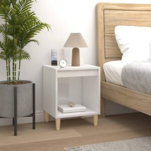 Elegant High Gloss White Bedside Cabinet Chic Engineered Wood Ample Storage