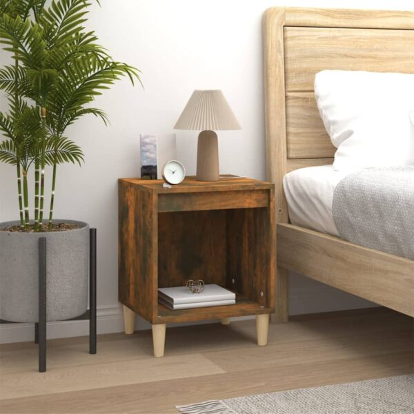 Elegant Smoked Oak Bedside Cabinet Engineered Wood Ample Storage Sturdy Top