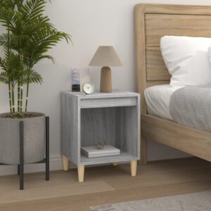 Elegant Grey Sonoma Bedside Cabinet Engineered Wood Ample Storage Sturdy Top