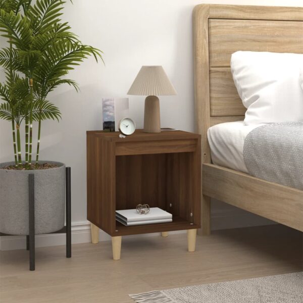 Elegant Brown Oak Bedside Cabinet Nightstand with Ample Storage Space