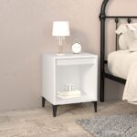 Elegant White Bedside Cabinet Chic Nightstand with Ample Storage Space