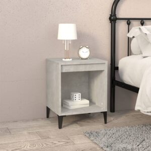 Elegant Grey Bedside Cabinet Chic Engineered Wood Metal Sturdy Ample Storage