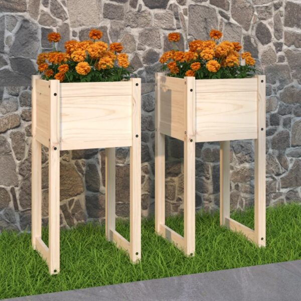 Planters 2 pcs 40x40x81 cm Solid Wood Pine