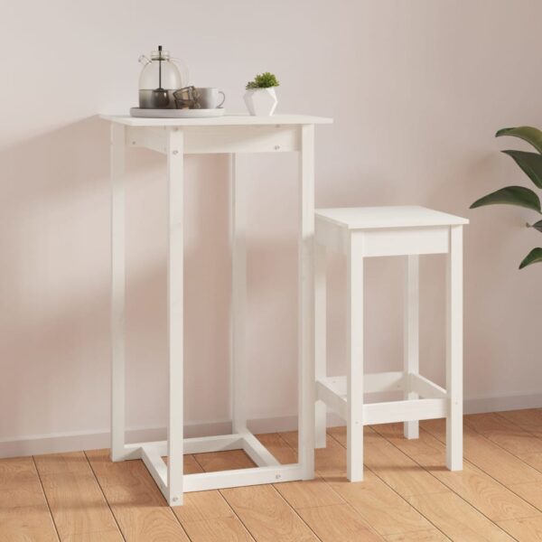 Solid Pine Wood Bar Table in White - Rustic High Top Pub Dining Furniture