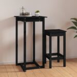 Solid Pine Wood Bar Table Black High Top Pub Dining Furniture Rustic Sturdy