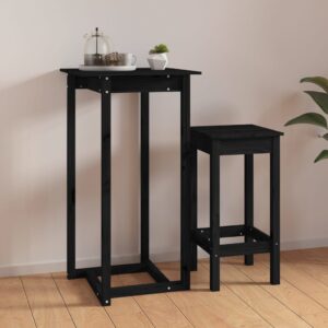 Solid Pine Wood Bar Table Black High Top Pub Dining Furniture Rustic Sturdy