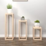 3 Piece Plant Stand Set Solid Wood Pine