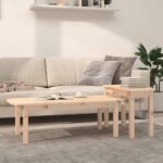 2 Piece Coffee Table Set Solid Wood Pine