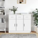 Sideboard White 91x28x75 cm Engineered Wood