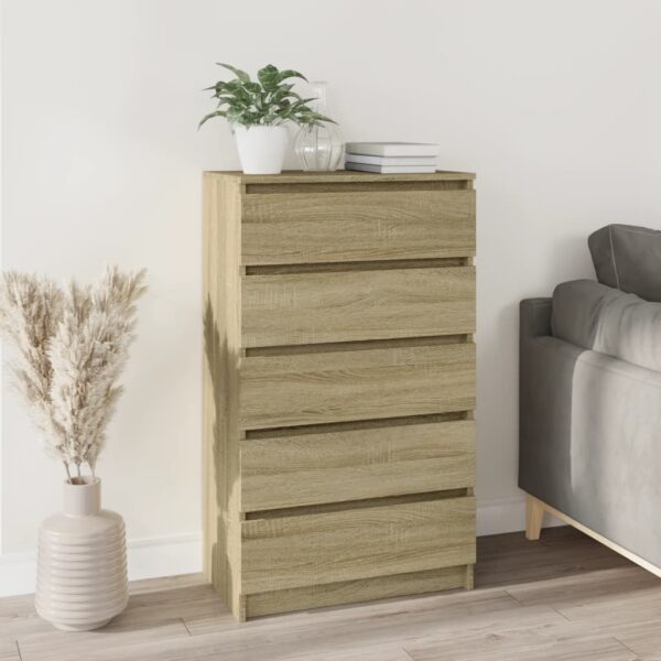 Chic Sonoma Oak Finish Drawer Cabinet Elegant Engineered Wood Storage Organizer