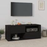 Chic Black Engineered Wood TV Stand Media Console Storage Cabinet with Drawers