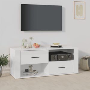 High Gloss White TV Stand Media Console Storage Cabinet Engineered Wood Modern