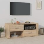 Chic Sonoma Oak TV Stand Media Console Storage Cabinet Engineered Wood Organizer