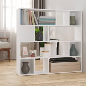 White Engineered Wood Bookcase Storage Organizer Versatile Room Divider