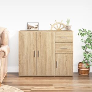 Elegant Sonoma Oak Sideboard Cabinet Engineered Wood Ample Storage Display Space