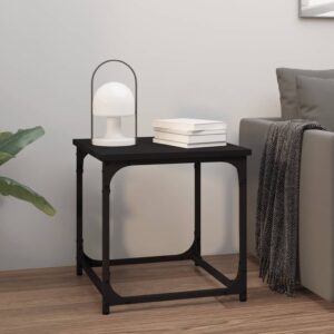 Chic Black Side Table Engineered Wood Steel Frame Adjustable Legs Modern Design