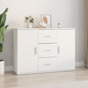 Chic White Sideboard Minimalist Design Engineered Wood Storage Cabinet Organizer