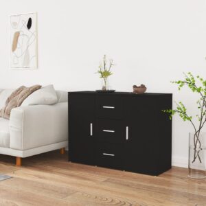 Elegant Black Sideboard Cabinet Minimalist Design Ample Storage Engineered Wood