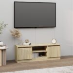 Sonoma Oak TV Stand Cabinet with Storage Shelves for Living Room Media Console