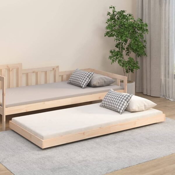 Solid Pine Wood Single Bed Frame with Sturdy Slats and Convenient Wheels