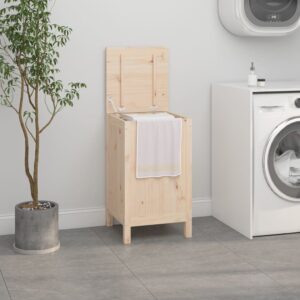 Rustic Solid Pine Wood Laundry Hamper Storage Organizer with Gas Lift Lid