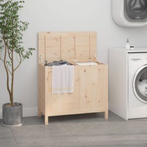 Rustic Solid Pine Wood Laundry Hamper Storage Organizer with Gas Lift Lid