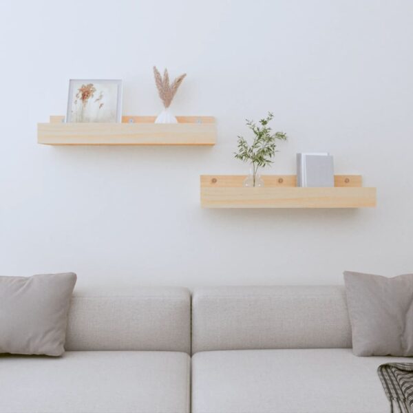 Wall Shelves 2 pcs 50x12x9 cm Solid Wood Pine