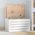 Storage Box White 59.5x36.5x33 cm Solid Wood Pine