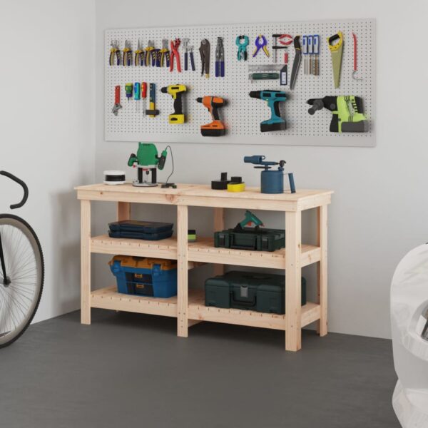 Work Bench 142.5x50x80 cm Solid Wood Pine