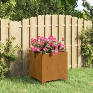 Rustic Corten Steel Raised Garden Bed Planter with Legs Outdoor Decorative