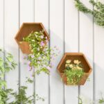 Rustic Corten Steel Wall Planters Weathering Durable Garden Decor Set of Two